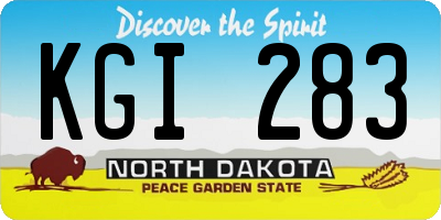 ND license plate KGI283