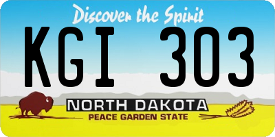 ND license plate KGI303