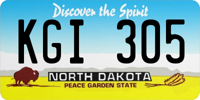 ND license plate KGI305