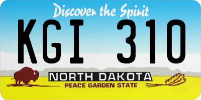 ND license plate KGI310