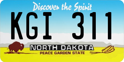 ND license plate KGI311