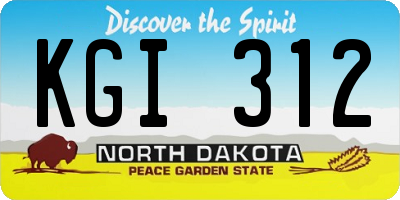 ND license plate KGI312