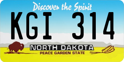 ND license plate KGI314