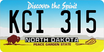 ND license plate KGI315