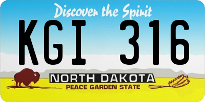 ND license plate KGI316