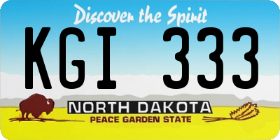 ND license plate KGI333
