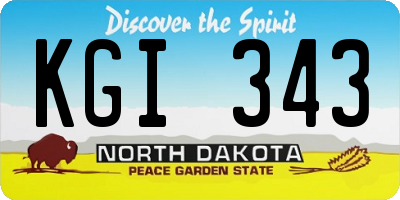 ND license plate KGI343