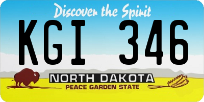 ND license plate KGI346