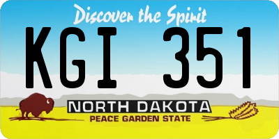 ND license plate KGI351