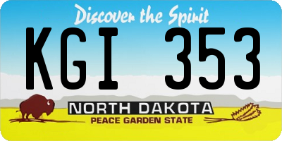 ND license plate KGI353
