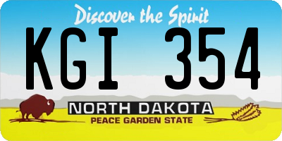 ND license plate KGI354