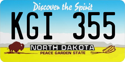 ND license plate KGI355