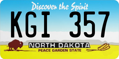 ND license plate KGI357