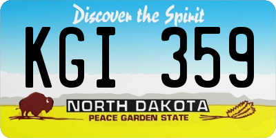 ND license plate KGI359