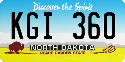 ND license plate KGI360