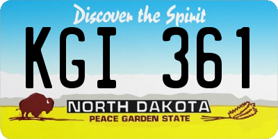 ND license plate KGI361