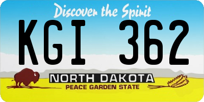 ND license plate KGI362