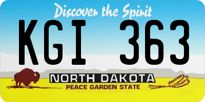 ND license plate KGI363