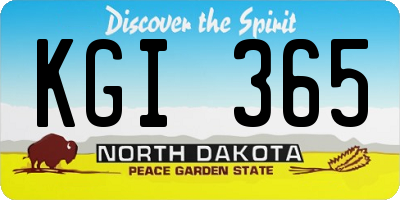 ND license plate KGI365