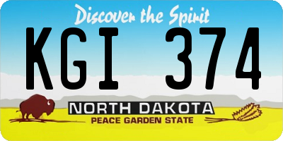 ND license plate KGI374
