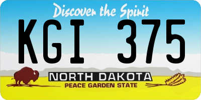 ND license plate KGI375