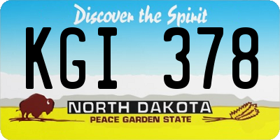 ND license plate KGI378