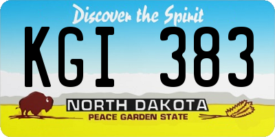 ND license plate KGI383
