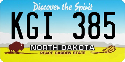 ND license plate KGI385