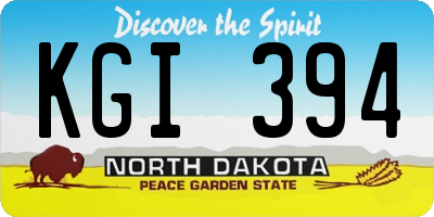 ND license plate KGI394