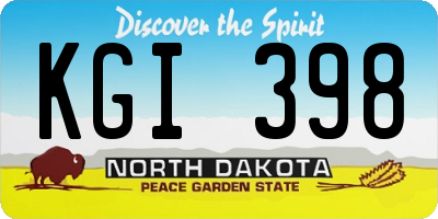 ND license plate KGI398