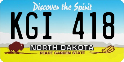 ND license plate KGI418