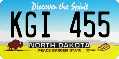 ND license plate KGI455