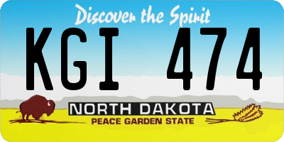 ND license plate KGI474