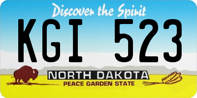 ND license plate KGI523