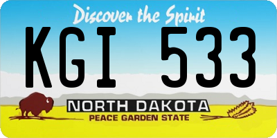 ND license plate KGI533