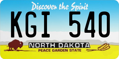 ND license plate KGI540