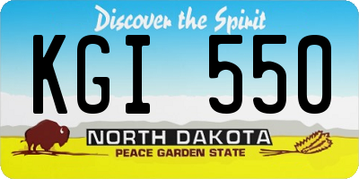 ND license plate KGI550