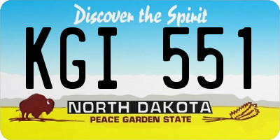 ND license plate KGI551