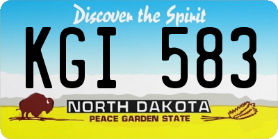 ND license plate KGI583