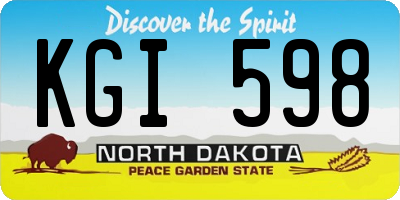 ND license plate KGI598