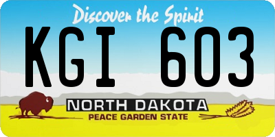 ND license plate KGI603