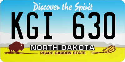 ND license plate KGI630