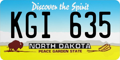 ND license plate KGI635