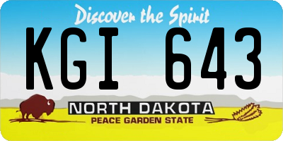 ND license plate KGI643