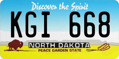 ND license plate KGI668