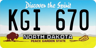 ND license plate KGI670