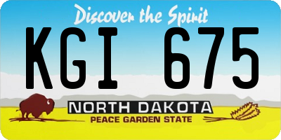 ND license plate KGI675