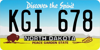 ND license plate KGI678