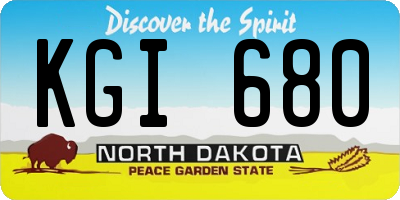 ND license plate KGI680