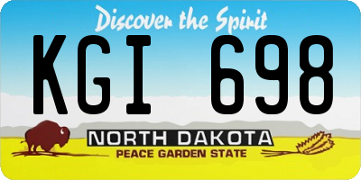 ND license plate KGI698